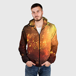Ветровка с капюшоном мужская Золотая блестящая текстура, цвет: 3D-черный — фото 2