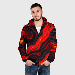 Ветровка с капюшоном мужская Срез магматической породы, цвет: 3D-черный — фото 2