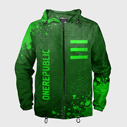 Ветровка с капюшоном мужская OneRepublic - green gradient вертикально, цвет: 3D-черный