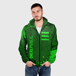 Ветровка с капюшоном мужская OneRepublic - green gradient вертикально, цвет: 3D-черный — фото 2