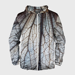 Ветровка с капюшоном мужская Прожилки растения, цвет: 3D-белый
