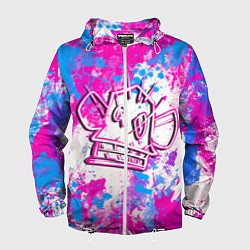 Ветровка с капюшоном мужская Мартышка Джинкс - Arcane, цвет: 3D-белый