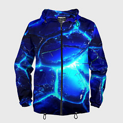 Ветровка с капюшоном мужская Синие плиты лед, цвет: 3D-черный