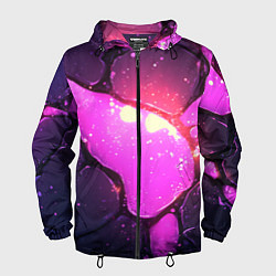 Ветровка с капюшоном мужская Розовая текстура разлом плит, цвет: 3D-черный