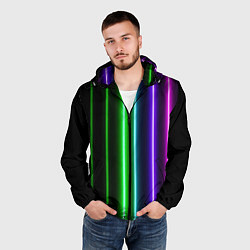 Ветровка с капюшоном мужская Neon lines, цвет: 3D-черный — фото 2