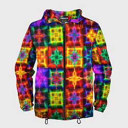 Ветровка с капюшоном мужская Неоновое стекло абстракция, цвет: 3D-черный