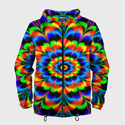 Ветровка с капюшоном мужская Оптические иллюзии психоделика, цвет: 3D-черный