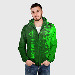 Ветровка с капюшоном мужская Nightwish - green gradient по-вертикали, цвет: 3D-черный — фото 2