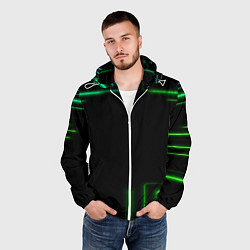 Ветровка с капюшоном мужская Black green color, цвет: 3D-белый — фото 2