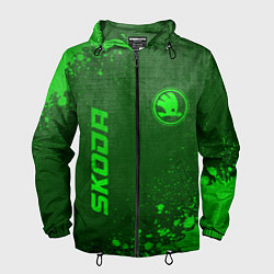 Мужская ветровка Skoda - green gradient вертикально