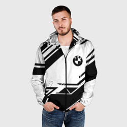 Ветровка с капюшоном мужская BMW geometry black, цвет: 3D-черный — фото 2