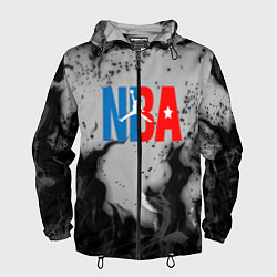 Ветровка с капюшоном мужская NASA неоновый огонь, цвет: 3D-черный