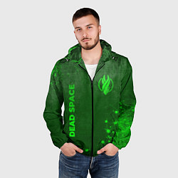 Ветровка с капюшоном мужская Dead Space - green gradient вертикально, цвет: 3D-черный — фото 2