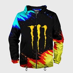 Ветровка с капюшоном мужская Monster energy огненные краски, цвет: 3D-черный