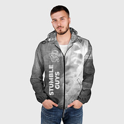 Ветровка с капюшоном мужская Stumble Guys - grey gradient по-вертикали, цвет: 3D-черный — фото 2