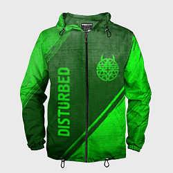 Ветровка с капюшоном мужская Disturbed - green gradient вертикально, цвет: 3D-черный