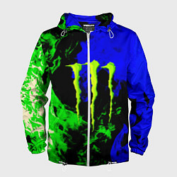 Ветровка с капюшоном мужская Monster energy кислотный огонь, цвет: 3D-белый