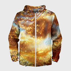 Ветровка с капюшоном мужская Блестящая золотая текстура, цвет: 3D-белый