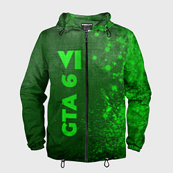 Ветровка с капюшоном мужская GTA 6 - green gradient по-вертикали, цвет: 3D-черный
