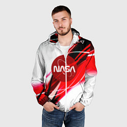 Ветровка с капюшоном мужская Nasa абстрактные полосы, цвет: 3D-белый — фото 2
