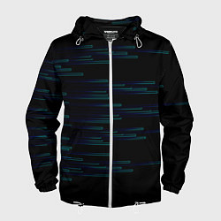 Ветровка с капюшоном мужская Color blue black strip, цвет: 3D-белый