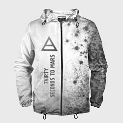 Ветровка с капюшоном мужская Thirty Seconds to Mars - white gradient по-вертика, цвет: 3D-черный