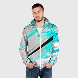 Ветровка с капюшоном мужская Color white light blue, цвет: 3D-белый — фото 2
