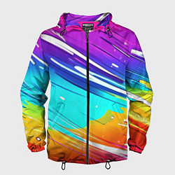 Ветровка с капюшоном мужская Радужные брызги краски текстура, цвет: 3D-черный