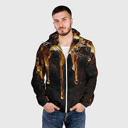 Ветровка с капюшоном мужская Стекающий мед - текстура, цвет: 3D-белый — фото 2