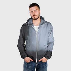 Ветровка с капюшоном мужская Абстракция с серым и черным, цвет: 3D-белый — фото 2