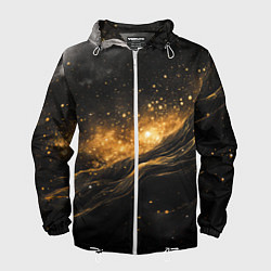 Мужская ветровка Золотистое сияние на черной текстуре
