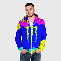 Ветровка с капюшоном мужская Monster energy краски цветные, цвет: 3D-белый — фото 2