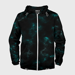 Ветровка с капюшоном мужская Color black turquoise, цвет: 3D-белый