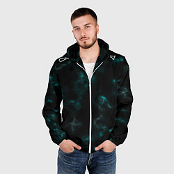 Ветровка с капюшоном мужская Color black turquoise, цвет: 3D-белый — фото 2