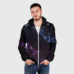 Ветровка с капюшоном мужская Color black blue pink, цвет: 3D-белый — фото 2
