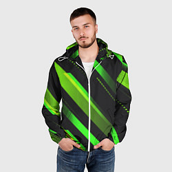 Ветровка с капюшоном мужская Color black green, цвет: 3D-белый — фото 2