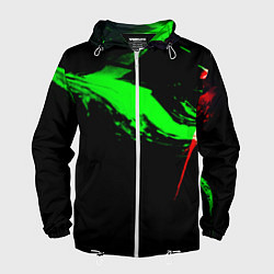 Ветровка с капюшоном мужская Color black green red, цвет: 3D-белый