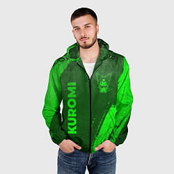 Ветровка с капюшоном мужская Kuromi - green gradient вертикально, цвет: 3D-черный — фото 2