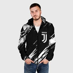 Ветровка с капюшоном мужская Juventus штрихи красок, цвет: 3D-черный — фото 2