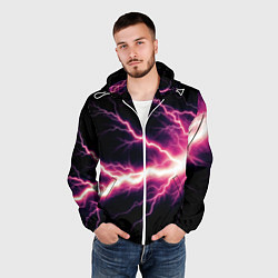 Ветровка с капюшоном мужская Lightning pink, цвет: 3D-белый — фото 2