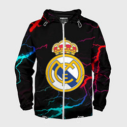 Ветровка с капюшоном мужская Real Madrid neon storm, цвет: 3D-белый