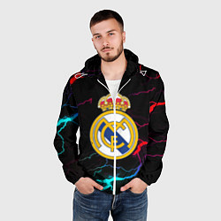 Ветровка с капюшоном мужская Real Madrid neon storm, цвет: 3D-белый — фото 2