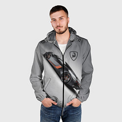 Ветровка с капюшоном мужская Lamborghini - racing car, цвет: 3D-черный — фото 2