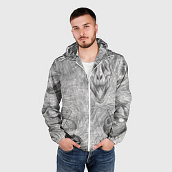 Ветровка с капюшоном мужская Черепа динозавров - эскиз, цвет: 3D-белый — фото 2