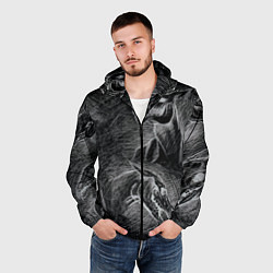 Ветровка с капюшоном мужская Черепа лошадей - эскиз, цвет: 3D-черный — фото 2
