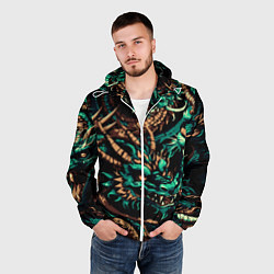 Ветровка с капюшоном мужская Японские драконы ирезуми, цвет: 3D-белый — фото 2