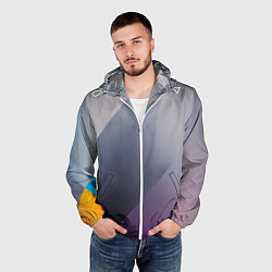 Ветровка с капюшоном мужская Color grey with stripes, цвет: 3D-белый — фото 2