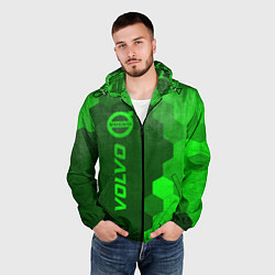 Ветровка с капюшоном мужская Volvo - green gradient по-вертикали, цвет: 3D-черный — фото 2