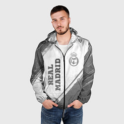 Ветровка с капюшоном мужская Real Madrid - white gradient вертикально, цвет: 3D-черный — фото 2