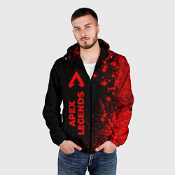 Ветровка с капюшоном мужская Apex Legends - red gradient по-вертикали, цвет: 3D-черный — фото 2